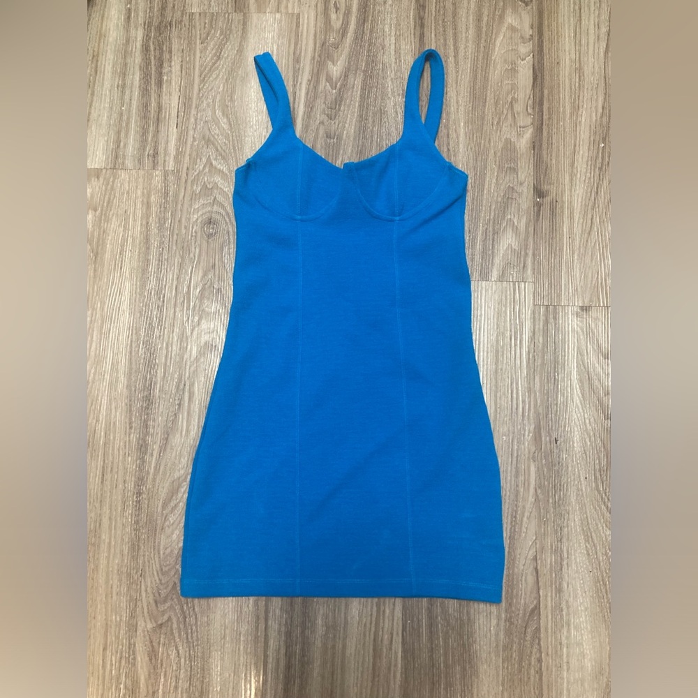 Zara Sleeveless Mini  Body-Con Dress Stretch Aqua Blue Size Small NWT